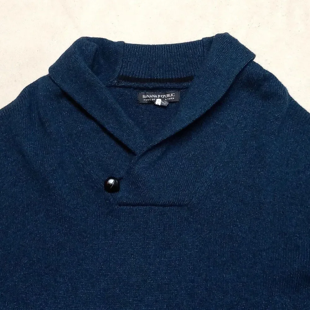 Lot of 2 Banana Republic Italian Merino Wool Sweaters Mens Large Shawl Collar